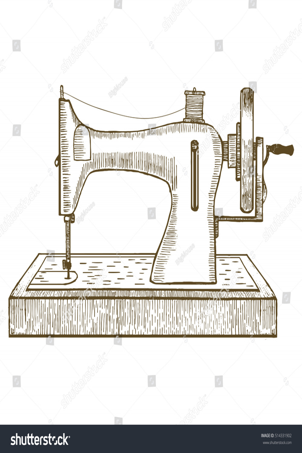 Sewing Machine Hand Draw Sketch Your: Stockillustration