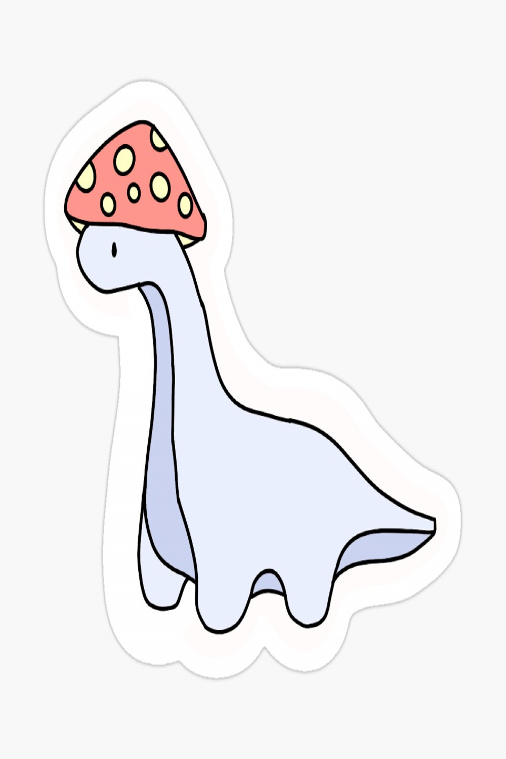 simple blue purple dinosaur wearing a mushroom hat  Sticker