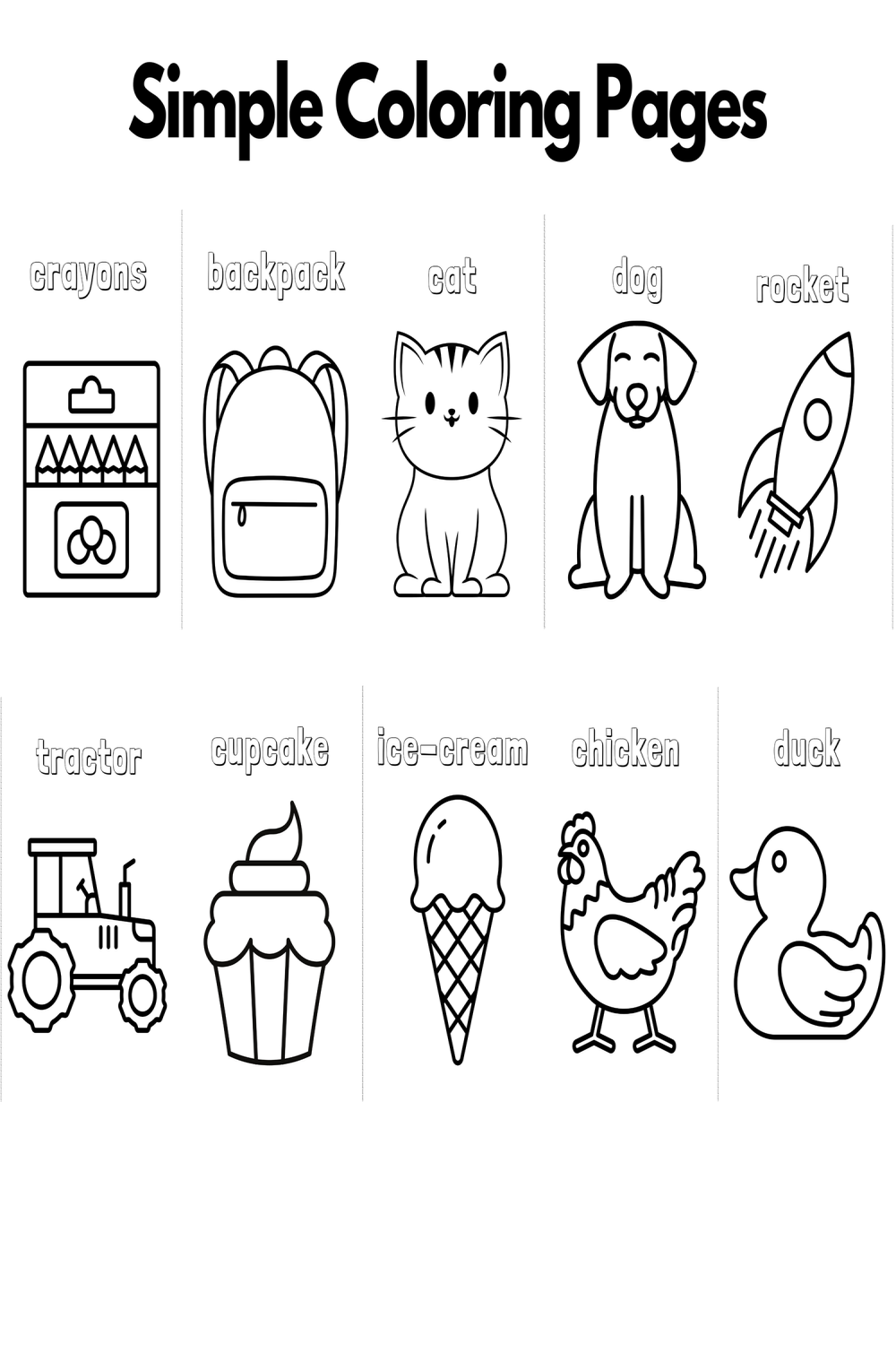 Simple Coloring Pages for Little Hands — Preschool Vibes