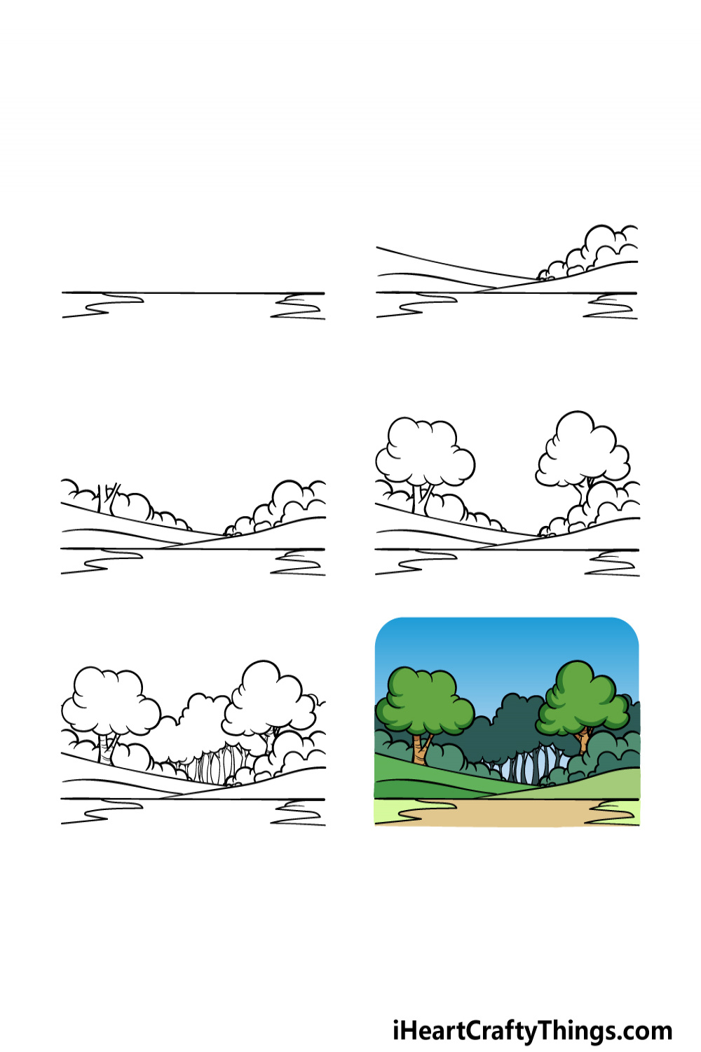 Simple Landscape Drawing - How To Draw A Simple Landscape Step By Step