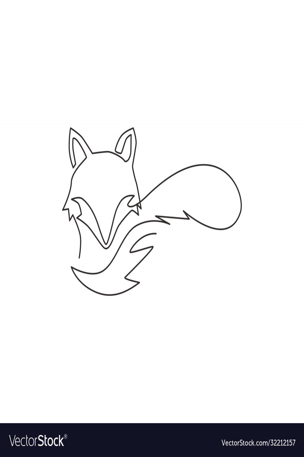 Single continuous line drawing cute fox Royalty Free Vector