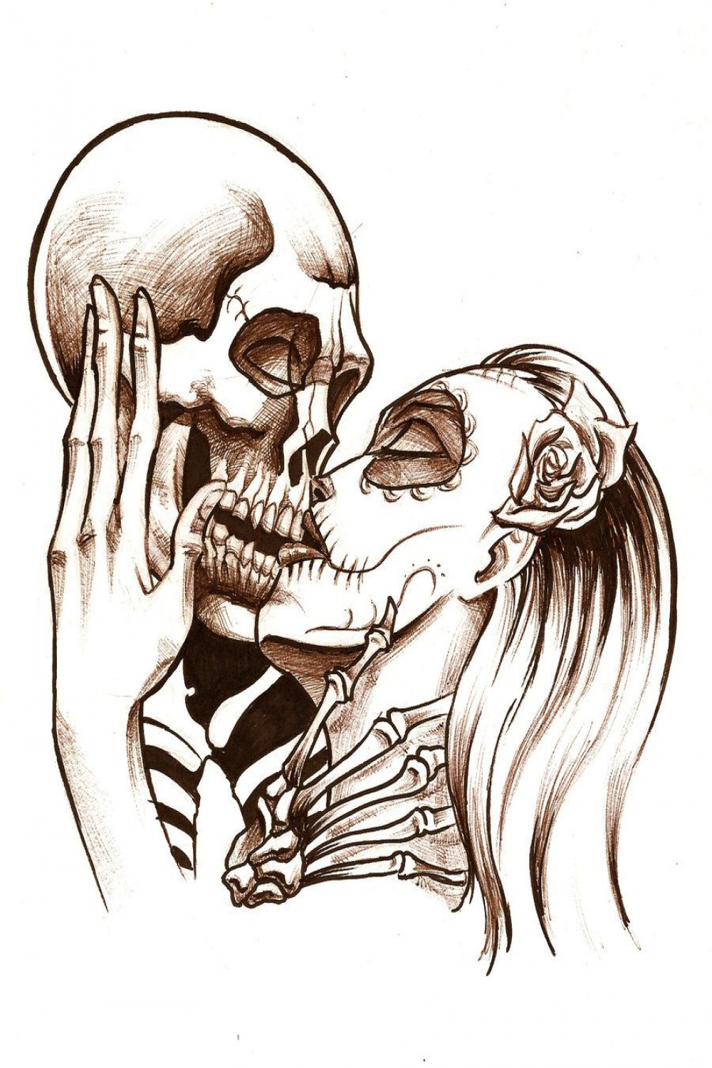 skull kiss  Kiss tattoos, Skull tattoo design, Skull girl tattoo