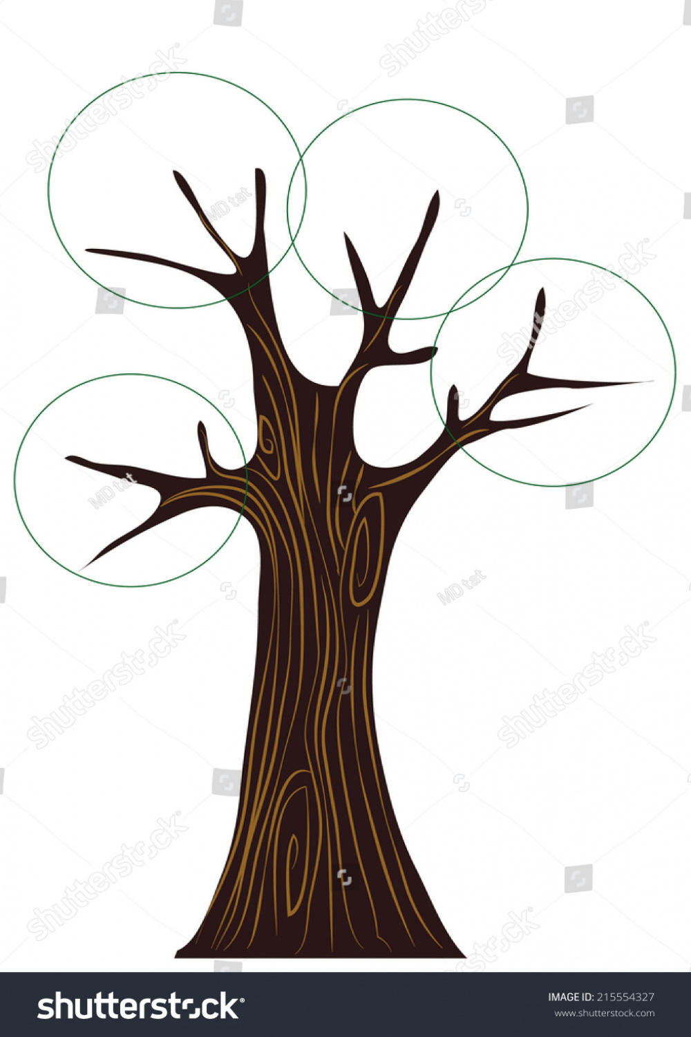 Stylized Vector Tree Four Branches Strong Stock Vector (Royalty