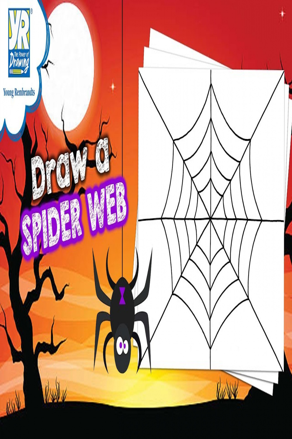 Teaching Kids How to Draw: How to Draw a Spider Web