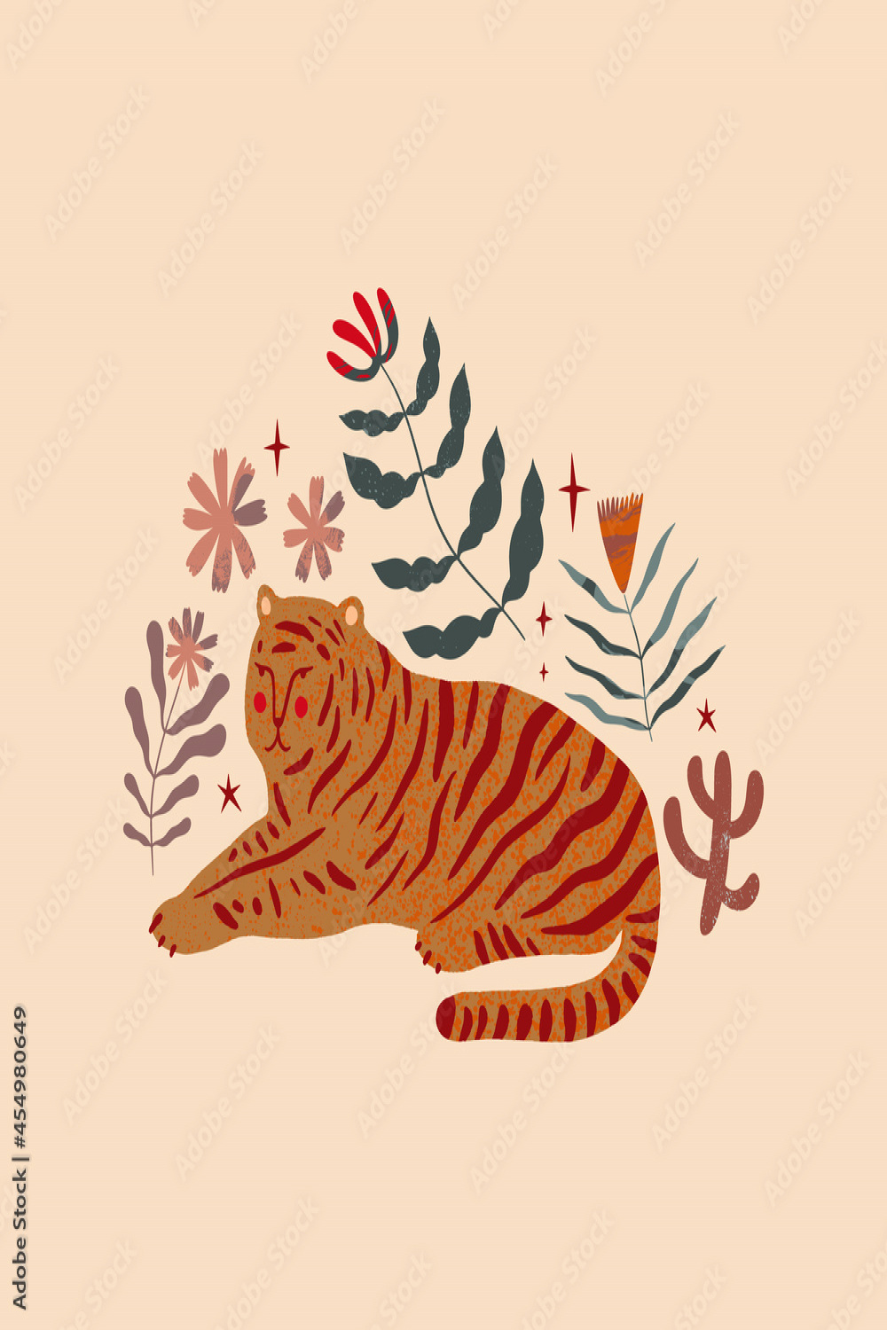 Terracotta tiger abstraction minimalist design