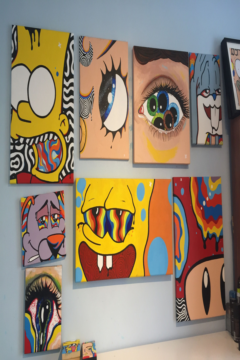 The art wall  Hippie painting, Trippy painting, Painting art projects