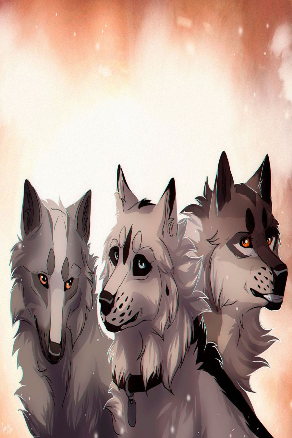 Three comrades by Anerris on deviantART  Cute wolf drawings