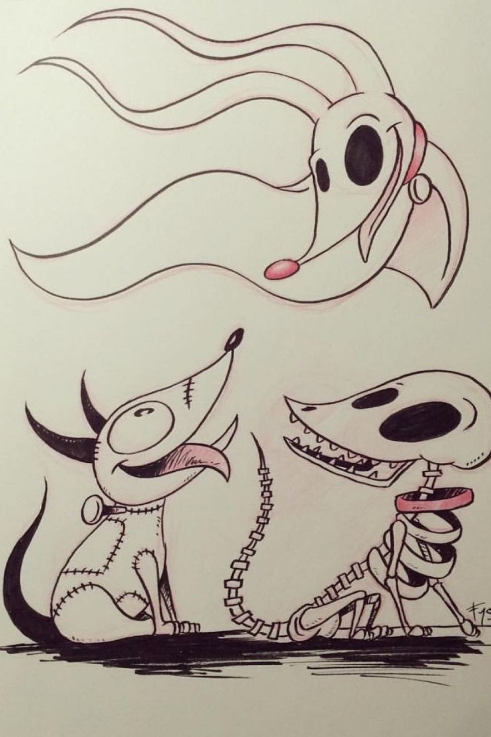 Tim Burton, dogs drawing 🐶  Nightmare before christmas drawings