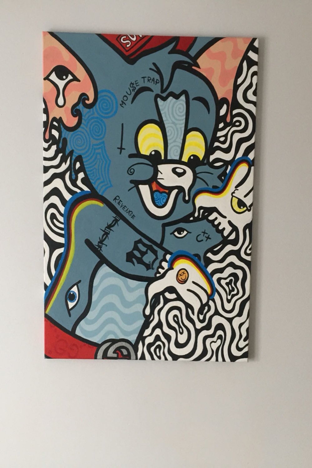 Tom and Jerry trippy designer painting art work  Cartoon painting