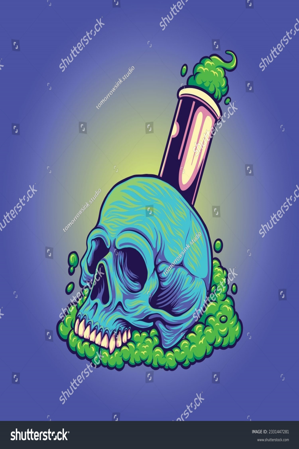 Trippy Skull Bong Glass Illustration für: Stock-Vektorgrafik