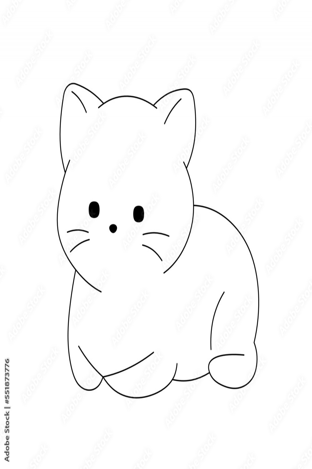 Vector isolated cute cartoon little cat kitten lying on paws