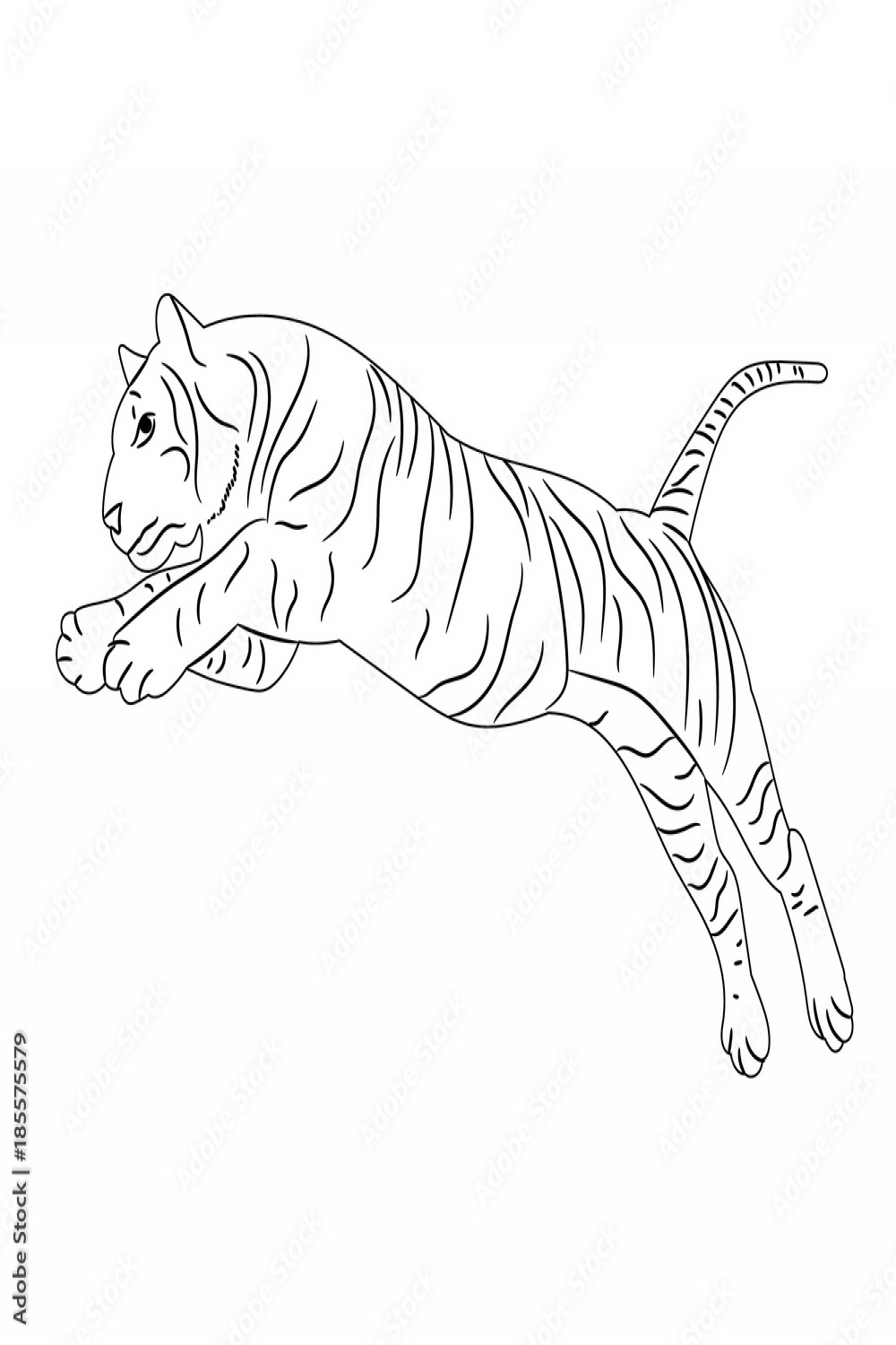 vector, isolated sketch of a tiger jumping Stock-Vektorgrafik