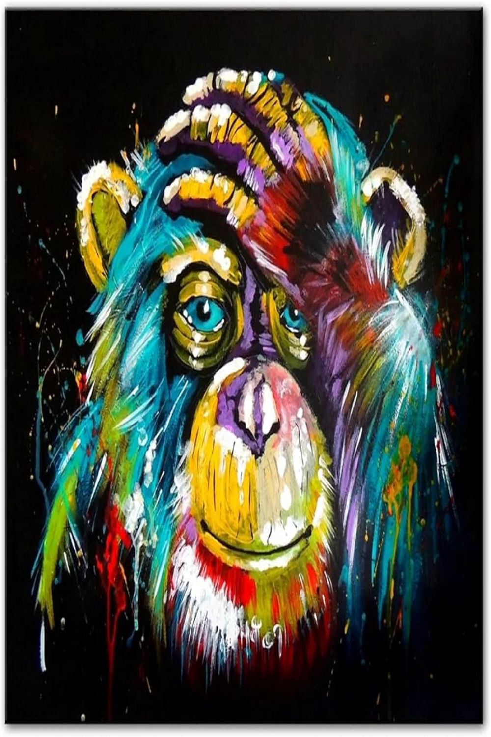 Wall Art Canvas Prints Watercolour Thinking Monkey Abstract