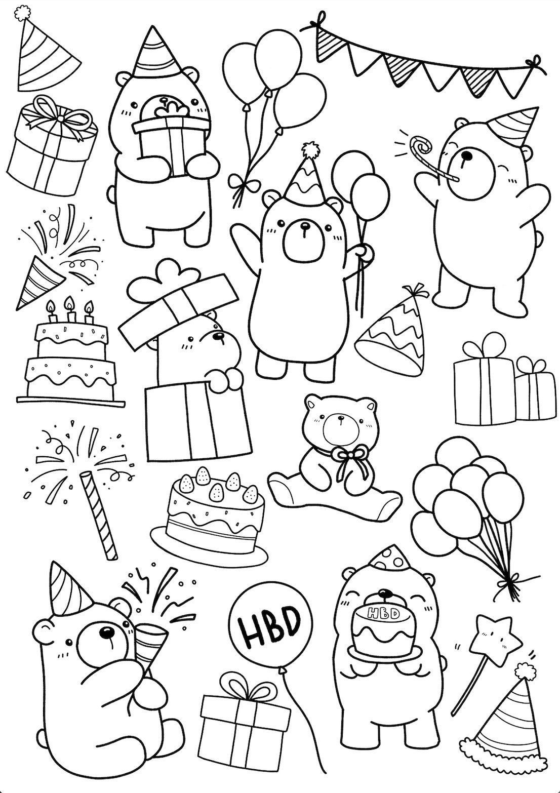 20 Coloring Sheets Cute Bear