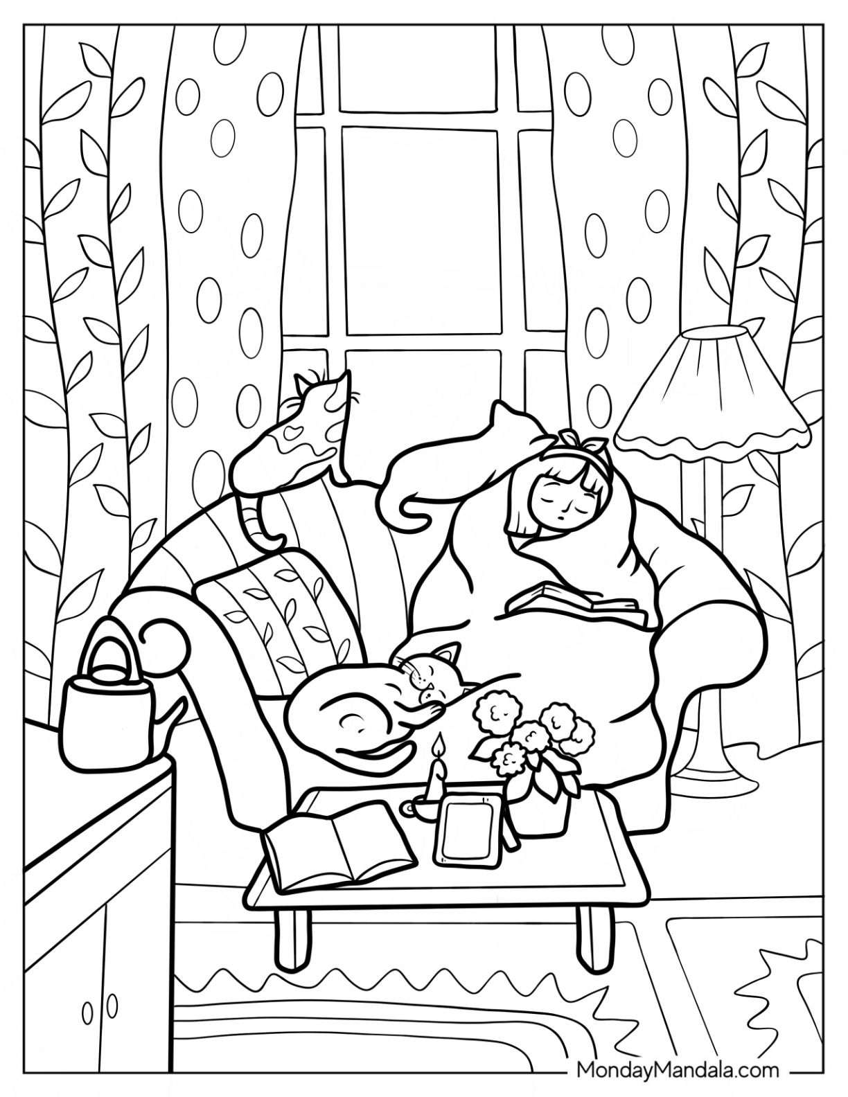 20 Cozy Coloring Pages For Adults Free