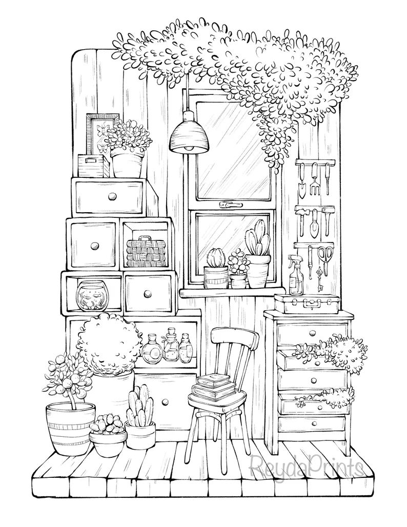 20 Cozy Retreats Coloring Pages