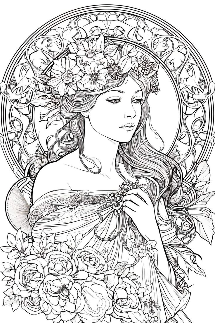 20 Flower Wreath Coloring Pages