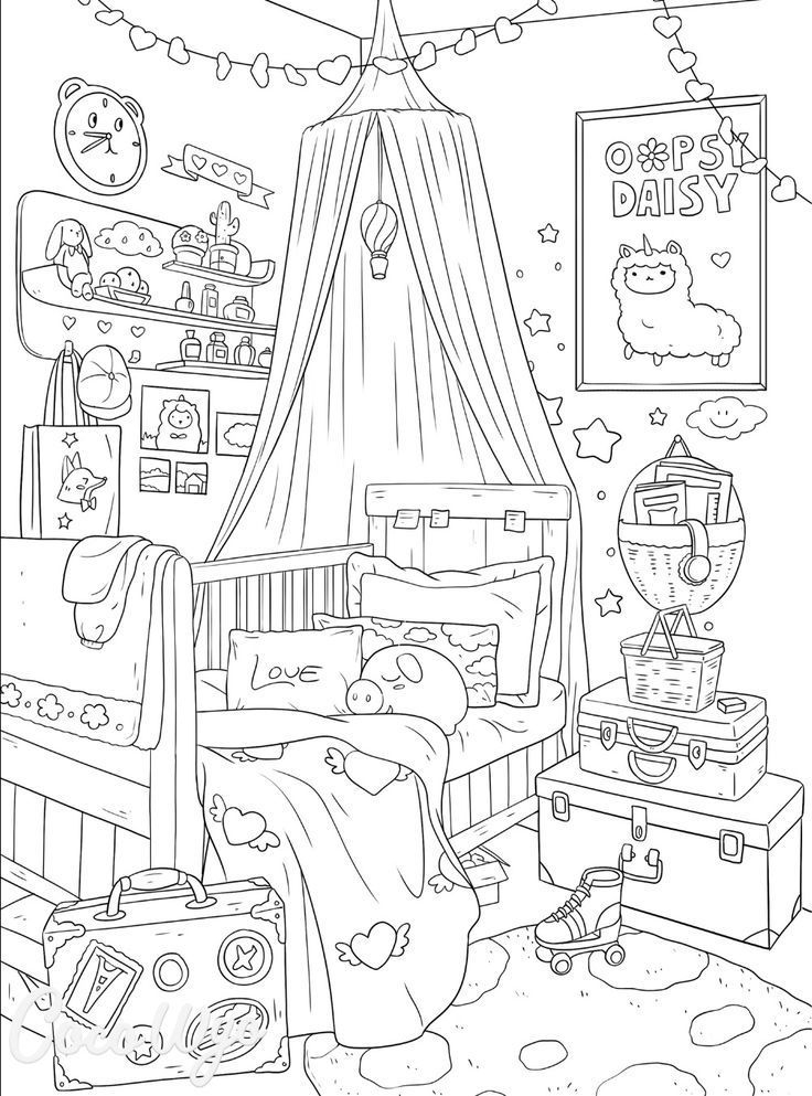 20 Little Corner Coloring Book Bed