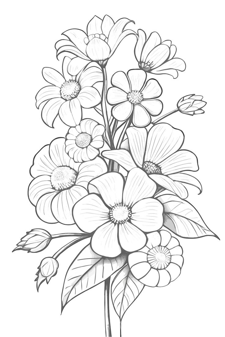 20 Real Flower Coloring Pages